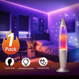 16 Inch Lava Lamp with 25W Bulb, Silver BaseLiquid Motion Lamp, Orange Wax Purple Liquid Magma Lamp, Standard Plug Vintage Decorative Night Light for Bedroom Office Gift