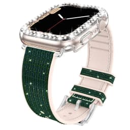 Case+silicone Leather Strap For Apple watch band 41mm 45mm 40mm 44mm 38mm 42mm 44 Bling bracelet iWatch serie 3 4 5 6 se 7 strap
