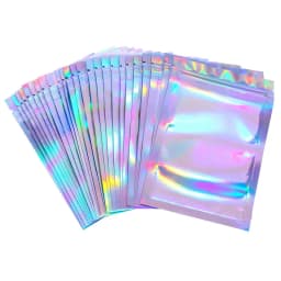 50 Pieces Laser Gift Ring Self-Sealing Little Small Plastic Bags for Jewelry Pouch Jewelry Display Packaging Bag Supply
