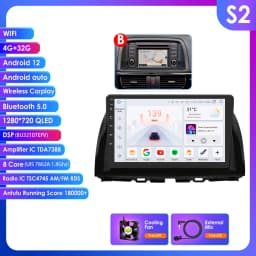 10.1" Hizpo 2Din Android13 Car Radio for Mazda CX-5 2012 - 2015 DSP RDS GPS Navigation BT 4G Android Auto CarPlay 360° CAM