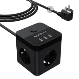 ANRMESUN Cube Extension Socket with Switch Power Strip with 1.5M Copper Cable 3 AC Outlets 3 USB Ports Home Office Power Adapter