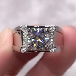 Buyee 925 Sterling Silver Wedding Ring Light Zircon Simple Ring for Man Fashion Classic Big Fine Jewelry Circle
