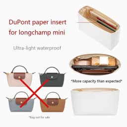 Bag Organizer Insert For Longchamp Mini Dupont Paper Bag Insert Storage Lightweight Bag Support Waterproof Bag Accessory