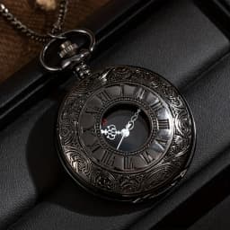 Black Bronze Roman Scale Display Pocket Watch Quartz Relogio Vintage Exquisite Pocketwatch With Necklace Chain Gift Clock
