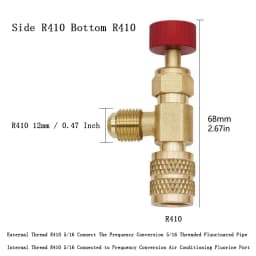 1PC Air Conditioner R410 Brass Control Safety Liquid Valve R22 1/4" Refrigeration Charging Valve Copper Adapter R22