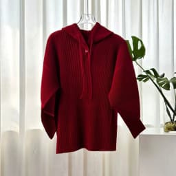 Miyake Women Pleated Hooded Top Drawstring Long Sleeve Loose Solid Color Vertical Pleat Blouse