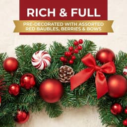 Garvee 6/9ft Christmas Garland Wreath Artificial Pine with Pinecones and Berries Xmas Tree Hanging Ornaments for Home Outdoor Yard Party Door Fireplace Stair Decoration