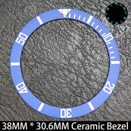 Sloping 38mm * 30.6mm Ceramic/Aluminum Blue Luminous Bezel GMT and Diving Watch Insert Fit for 40mm Watch Case Replacement Watch