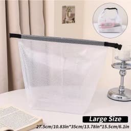 Waterproof Mesh Toiletry Bag, Drawstring Cosmetic Organizer with Quick-Release Buckle, Transparent Pouch for Travel, Gym, and Ba