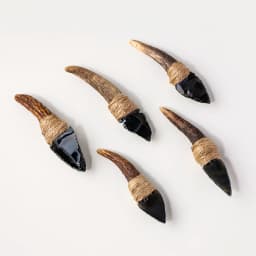 1pc Hand Knapped Obsidian Blade Antler Handle, Primitive Tribal Craft Decor, Altar Display Prop Collectible Ornament