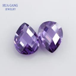 5A Pear Double CheckerBoard Cubic Zirconia Stone Multicolor Brilliant Cut Loose CZ Stones Synthetic Gems Beads For Jewelry