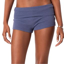 Summer Slim Yoga Shorts Women Casual Solid Color Fold Over Low Waist Lounge Shorts