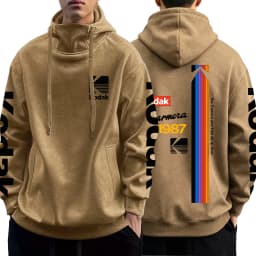 Men's Retro Kodak Camera 1987 High Neck Hoodie Women's Retro Film Camera Pattern Hoodie Sportswear Street Hip Hop Couple Hoodie