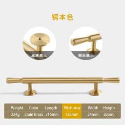 Pure Copper French Gold Wardrobe Handle Solid  Brass Cabinet Door Handle American Cabinet Door Drawer Gold Handle Brass
