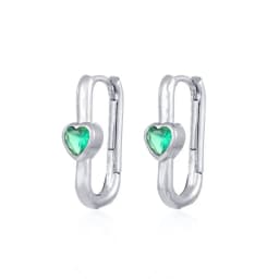 Huggies Earrings Purple white Green Blue Red Square Heart Silver Color Small Hoop Earrings for Women Girls Wedding Jewelry