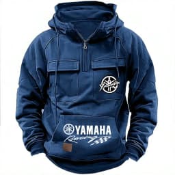 2026 New Yamaha Logo Men Multi Pocket Zip Up Hooded Sweatshirt Motorcycle Racing Outdoor Sports Top