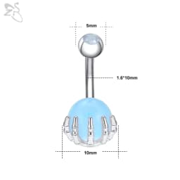 ZS 1 PC Cute Shell Pendant Belly Button Ring Moonstone Drop Belly Rings 14G Stainless Steel Summer Flower Navel Piercing Jewelry
