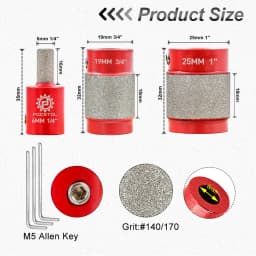 FOCSTOL Stained Glass Grinder Bit Head Tools 1 3/4 1/4 1/8 Inch Grinder Bits Head Tools Set Glass Drill Bits