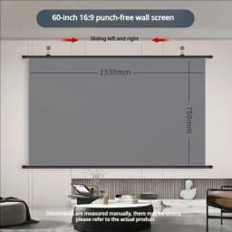 XIAOHUI Anti-light Thick HD Projector Screen 16:9 No-hole Wall-mounted Home Projection Screen 60/72/84/92/100/110/120/133inch