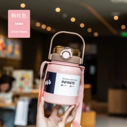 800ml/2000ml Large Capacity Stainless Steel Insulated Water Jug with Strap Handle and Straw Leakproof Vacuum Thermos Mug Sports