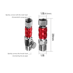 Airbrush Quick Disconnect Accessories 1/8 Quick Realse Fitting Adapter with 1 Extra Quick Connector Hose Air Brush Parts