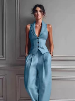 Sexy V Neck Vest Top 2 Piece Matching Set Women Summer Casual Tracksuit Jumpsuit Pants Playsuit