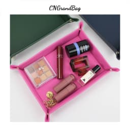 Free Customized Foldable PU Leather Tray for DIce Table Key Wallet Coin Organizer Square Tray Desktop Storage Box Jewelry Tray