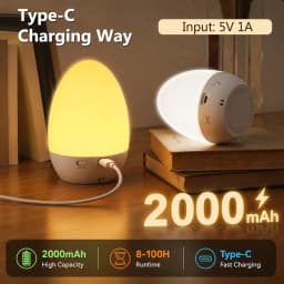 Egg Shape Baby Night Light for Breastfeeding Kids Gift 3 Color Temperatures 12 RGB Colors Skin Feel Touch Room Ambient Lighting