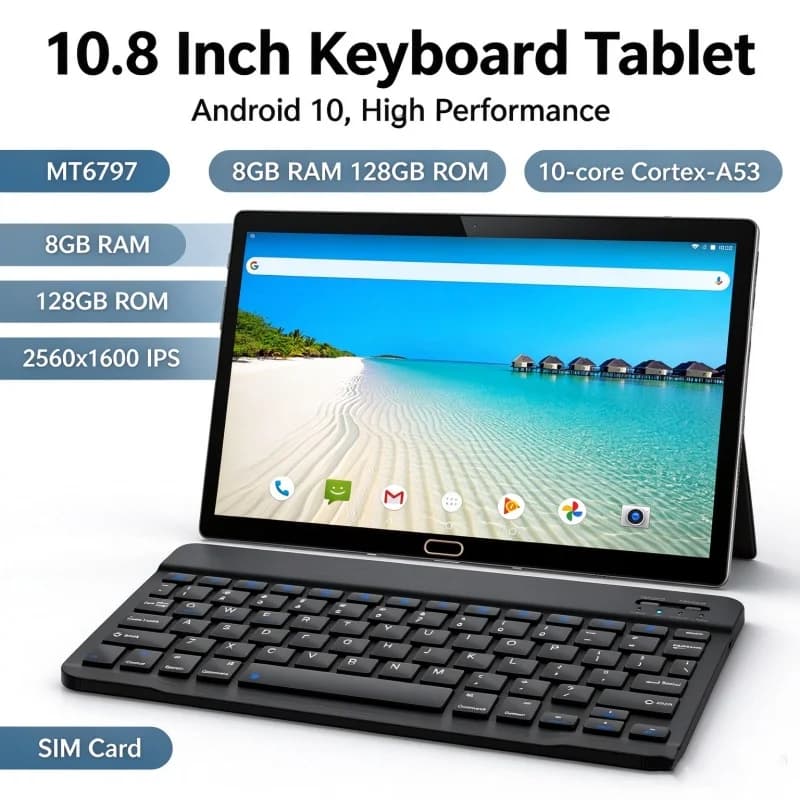 10.8' Screen 8GB RAM 128GB ROM X20L Android 10 CPU MT6797 Processor, 10-core Cortex-A53 2G 3G 4G Calls 2560x 1600 Pixels