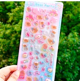 Cartoon Camera Bear Cup Party Drop 3D Relief Stickers Scrapbooking DIY Journaling Stationery Diary Decor School Cute Stickers