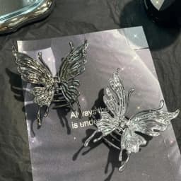 1/2/3 Pcs Large Hollow Butterfly Hair Claws for Women Black Silvery Cool Metal Style Fashion Shark Clips Head Accessories Set
