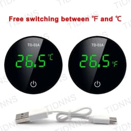 Newest Aquarium Thermometer LCD Digital External Thermometer Charging Type-C Fish Tank Mini Thermometer High Precision -9.9-50℃