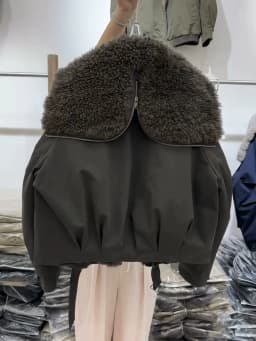 Women Warm Wool Perm Oversized Thick Coat Winter Fashion Faux Fur Collar Padded Jacket Drawstring Waist Streetwear Chic Tops