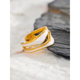 Yhpup Fashion White Enamel Creative Irregular 316 Stainless Steel Open Ring Waterproof Women Jewelry Stylish Charm Bijoux New