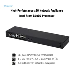 Mini PC Q20300G9 CPU Atom C3000, 4x 10G SFP+, 5x 2.5G LAN, Barebone Support 2x DDR4 RAM, 2x NVMe SSD, 2x HDD, Firewall Router