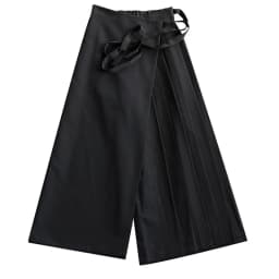 Autumn New 2026 Irregular False Two-piece Skirt Pants Women Black Wide-leg Pant Ladies Elastic Waist Straps Casual Pants Lady