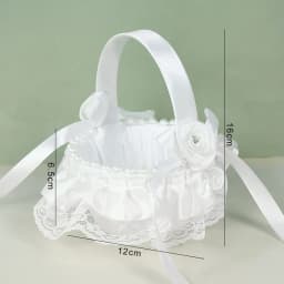 20 CM White Flower Girls Basket Silk Wedding Basket for Flower Bride/Kids Hand Held Wedding Ceremony Party Decorations