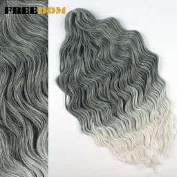 FREEDOM Synthetic Braiding Hair Extensions Deep Wavy 24 inch Long Curly Braids Hair Ombre Brown Rainbow Twist Crochet Hair