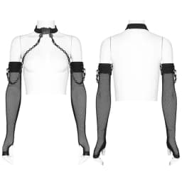 PUNK RAVE Women's Texture Gauze Three-dimensional Cutting Choker with Arm Sleeves Punk Handsome Elastic Long Gloves Accessories