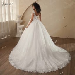 BEPEITHY Customized V Neck Cap Sleeves Princess Wedding Dresses For Women 2025 Spring Lace Boho Bridal Gown Vestidos De Novias