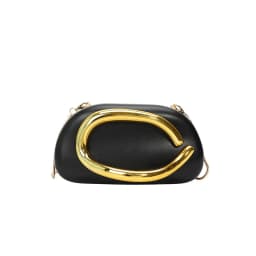Women PU Leather Trendy Clutch Purses Solid Color Metal Decoration Evening Bag Hand-held Shoulder Clutch Bag for Wedding Party