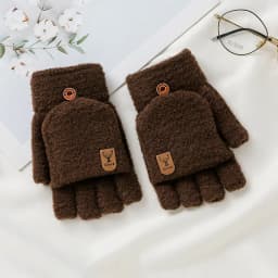 Men's Winter Gloves Flip Warm Writing Mittens Student Half Finger Flip Thermal Jacquard Knit Male Soft Elastic Business Gloves
