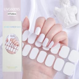 16/20/22Tips Semi-Cured Gel Nail Patch Adhesive Sliders Long Lasting Full Gel Nail Stickers DIY Manicure Harden In UV Lamp Need