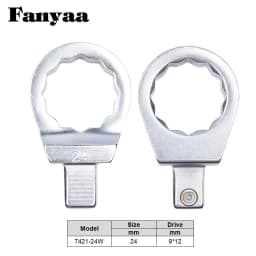 Fanyaa Bolt Nut Torque Spanner Plum Head 9*12mm Drive Square End Plum Ring Diameter 7-38mm Wrench Replacement Head Part