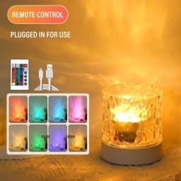 Rechargeable 16 Color LED Water Ripple Projector Night Light Remote Control Bedroom Ambient Lamp RGB Dimmable Crystal Table Lamp