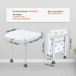 SucceBuy Folding ABS Shower Seat 15.7'' x 16.7'' Unfolded Wall Mounted Fold Up Shower Bench with 440 lbs Load Capacity Chair