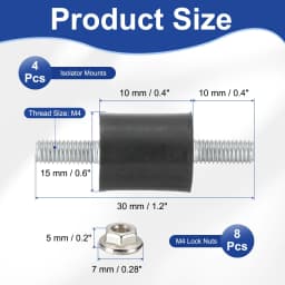 4/8Pcs M3 M4 M5 M6 Rubber Isolator Mounts Rubber Studs Shock Absorber Anti-Vibration Isolation Damping Mounts with Lock Nuts