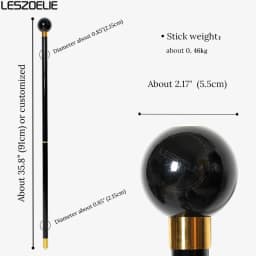 Black Beech Wood Walking Cane with 8 Ball Handle 2-Piece Detachable Fashionable Stick for Men And Women Daily Use Cosplay
