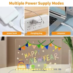 LED Acrylic Sticky Notes Board Neon Glow Night Light Self-Illuminating Erasable Whiteboard Home Office School Colorful Lighting