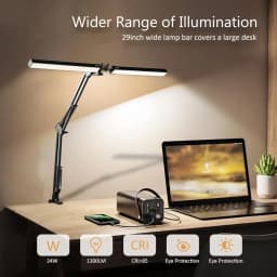 Double Head Led Desk Lamp, Eye-Caring Desk Light with Clamp, Adjustable Flexible Goose-NeckTask Lamp for Home Office Study